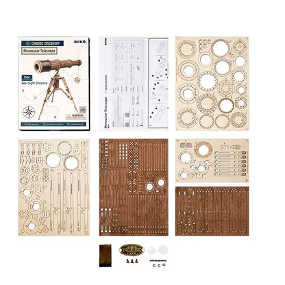 Télescope Monoculaire en Bois 3D – Puzzle d’Assemblage Ludique et Décoratif