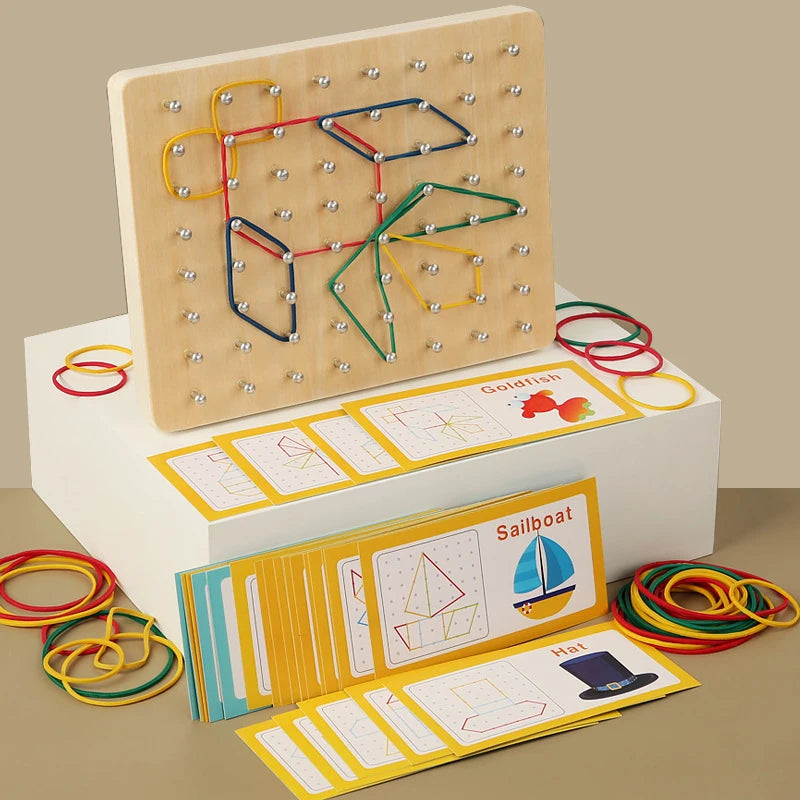 Geoboard Montessori en Bois – Jeu Éducatif et Sensoriel