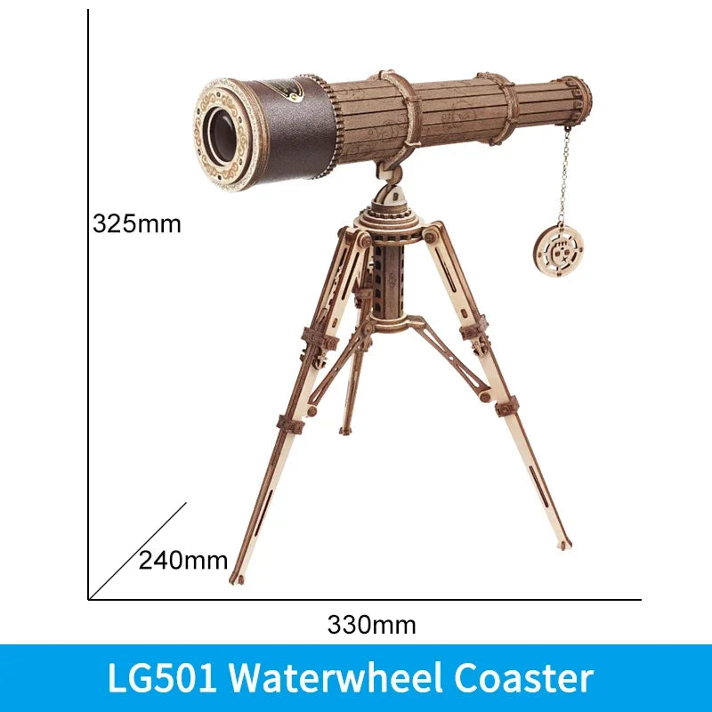 Télescope Monoculaire en Bois 3D – Puzzle d’Assemblage Ludique et Décoratif