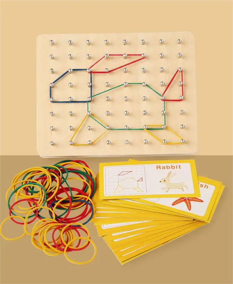 Geoboard Montessori en Bois – Jeu Éducatif et Sensoriel