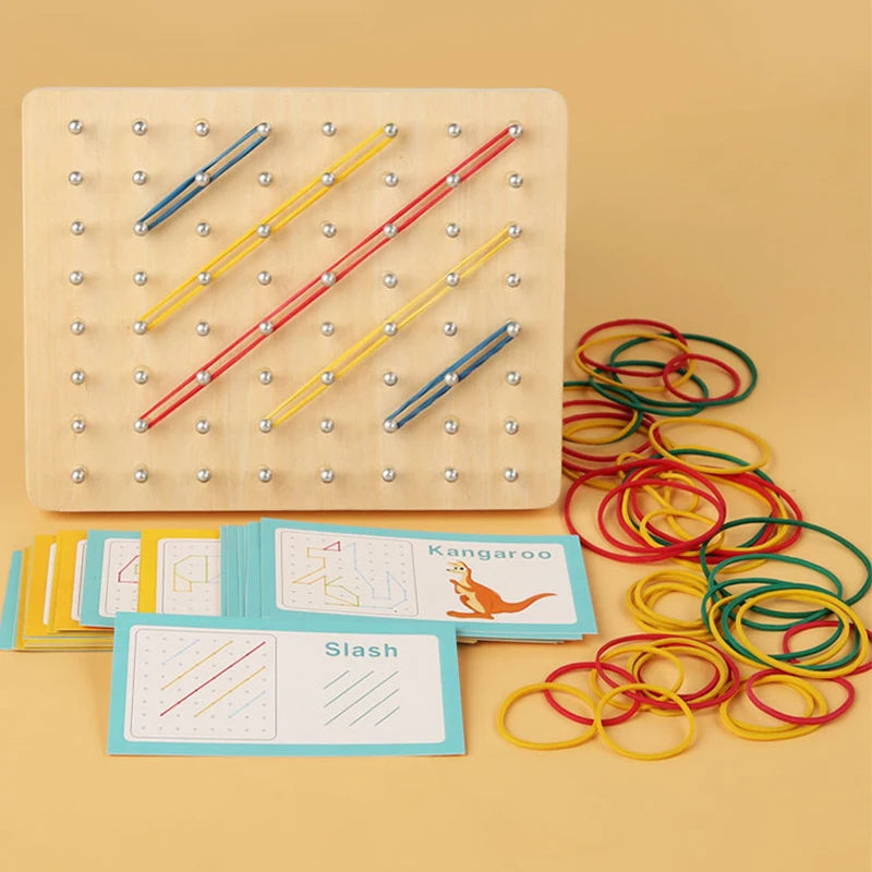 Geoboard Montessori en Bois – Jeu Éducatif et Sensoriel