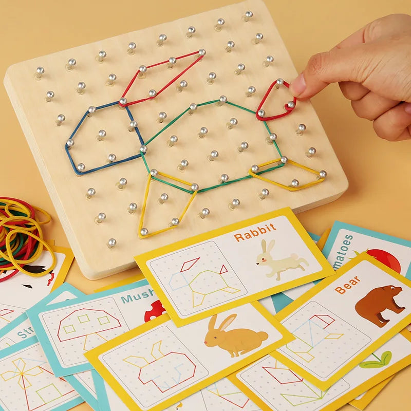 Geoboard Montessori en Bois – Jeu Éducatif et Sensoriel